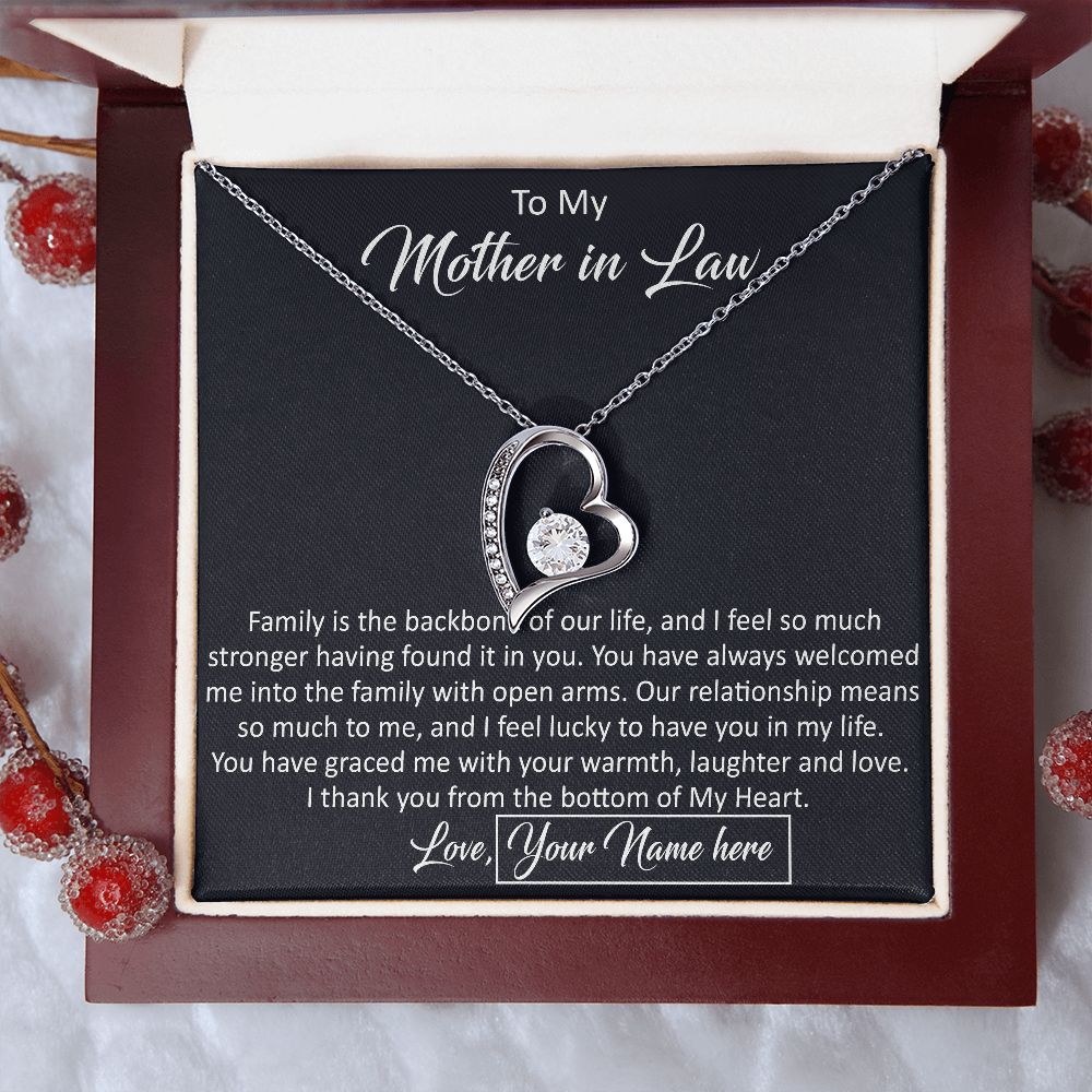 To My Mother In Law  Gift from Daughter in Law - Luxury Forever Love Heart Necklace For Birthday Wedding Christmas or any Special Occasion