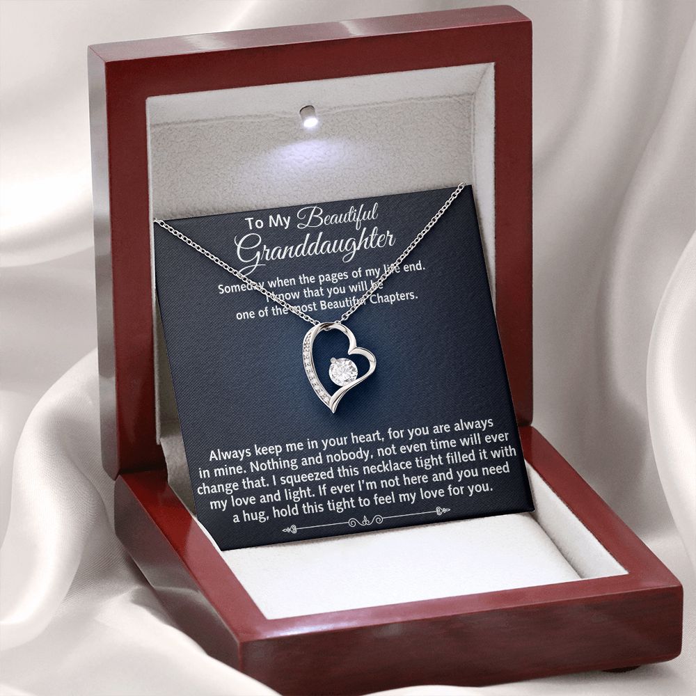 To My Granddaughter Love Gift Grandpa Grandma -  Luxury Forever Love Heart Necklace for Birthday Christmas or Special Occasion