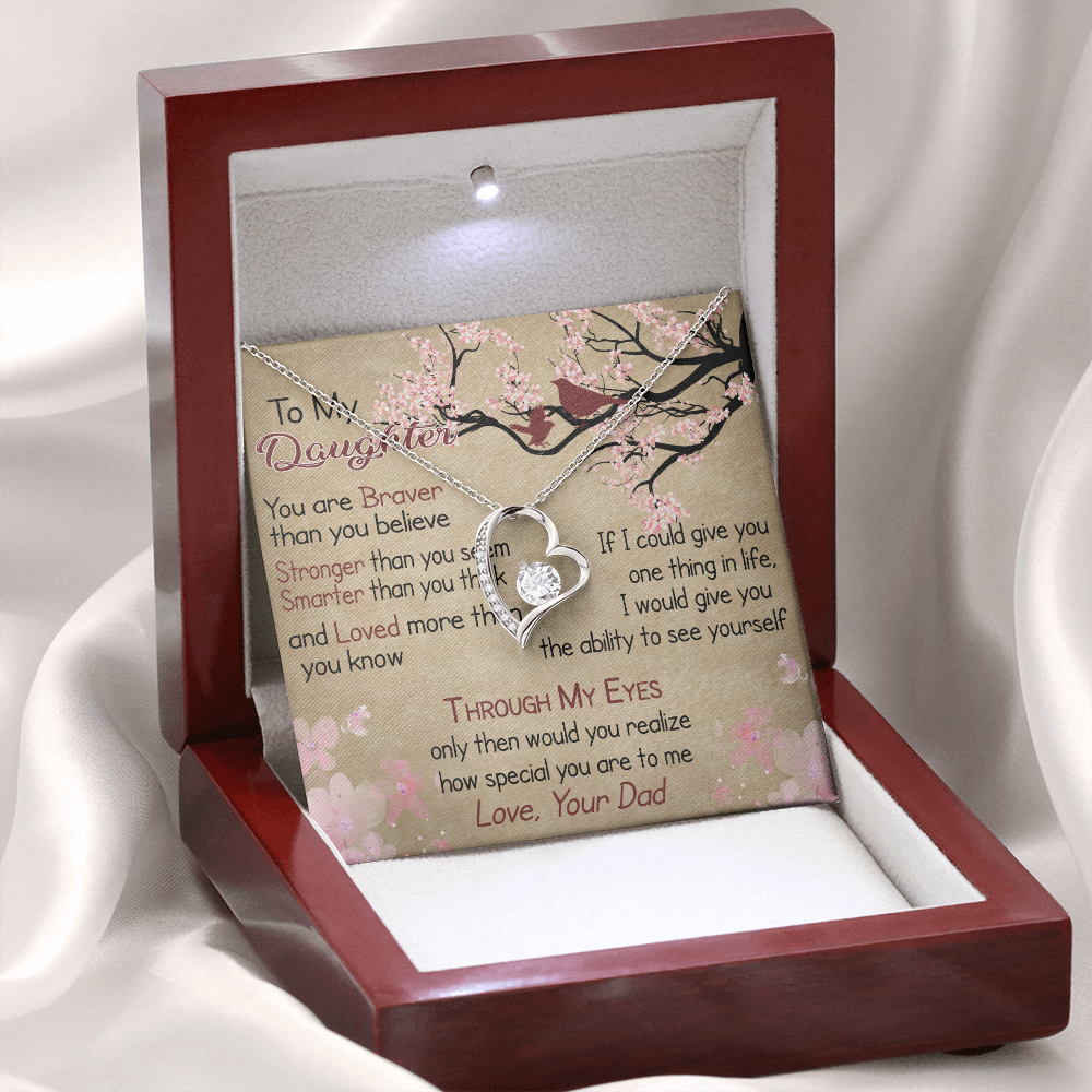 To My Daughter Necklace with Message Card, Birthday gift for Daughter from Dad