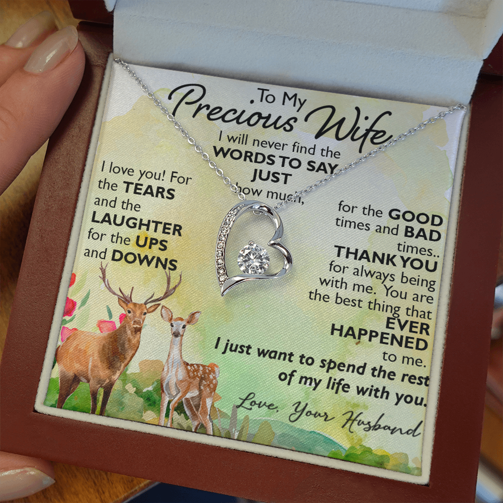 To My Precious Wife Forever Love Necklace Gift from Husband for Birthday, Christmas, Wedding Anniversary or any Special Occasion