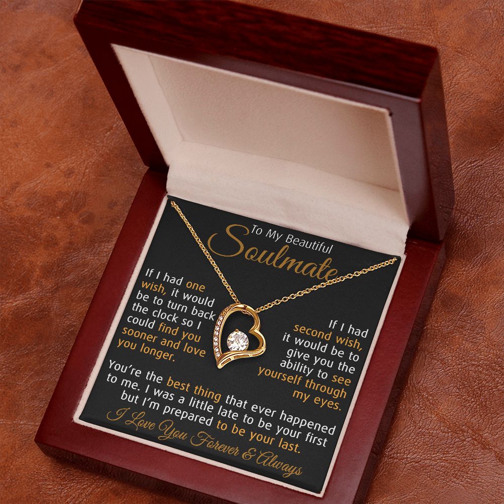 To My Beautiful Soulmate Love Gift - Luxury Forever Love Necklace for Valentine Day, Mothers Day, Birthday Gift, Wedding or any Special Occasion
