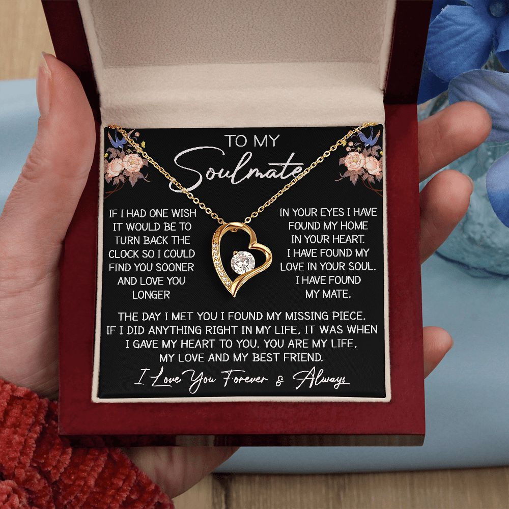 To My Soulmate Forever Love Heart Necklace Gift for Birthday, Xmas, Special Holiday of the year