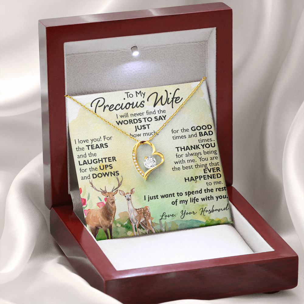To My Precious Wife Forever Love Necklace Gift from Husband for Birthday, Christmas, Wedding Anniversary or any Special Occasion