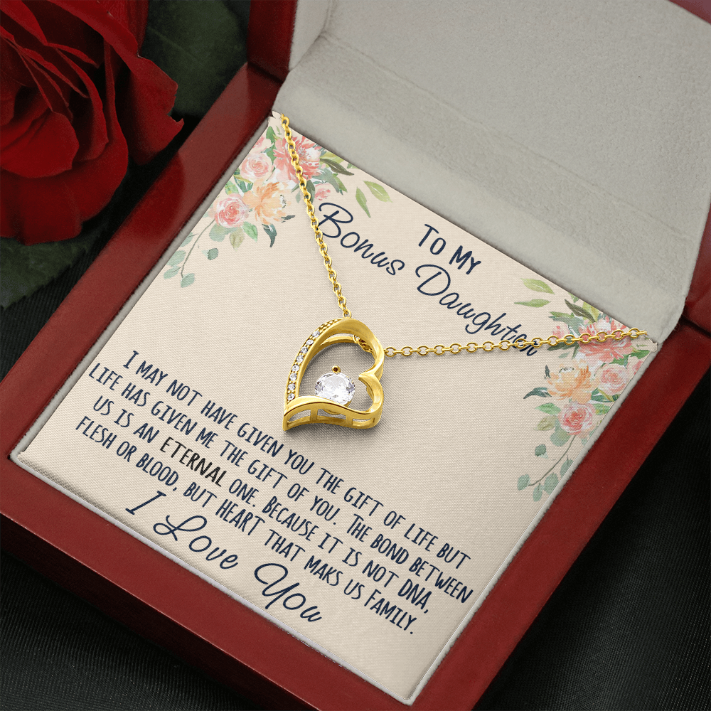 To My Bonus Daughter Unique Gift Forever Love Heart Necklace for Step Daughter (133484945418)
