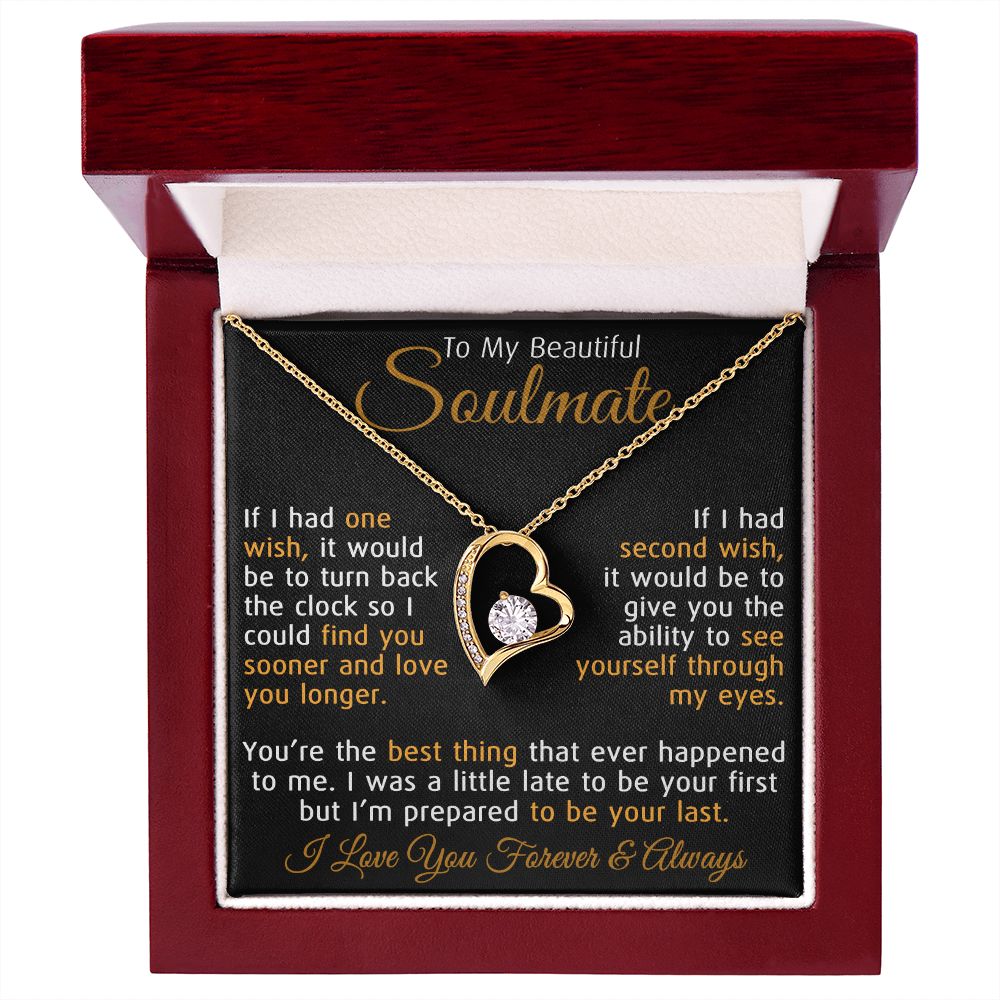 To My Beautiful Soulmate Love Gift - Luxury Forever Love Necklace for Valentine Day, Mothers Day, Birthday Gift, Wedding or any Special Occasion