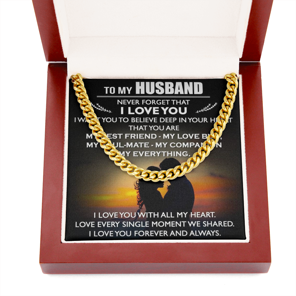 To My Husband Love Gift - Cuban Link Chain Necklace from Wife for Upcoming Birthday, Christmas, Father Day, or any Special Occasion