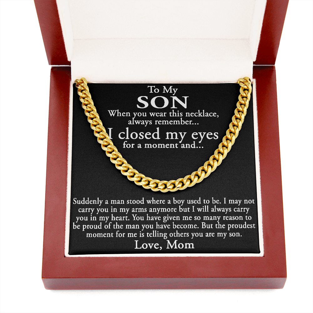 To My Son Gift from Mom Mother - Luxury Cuban Link Chain Necklace