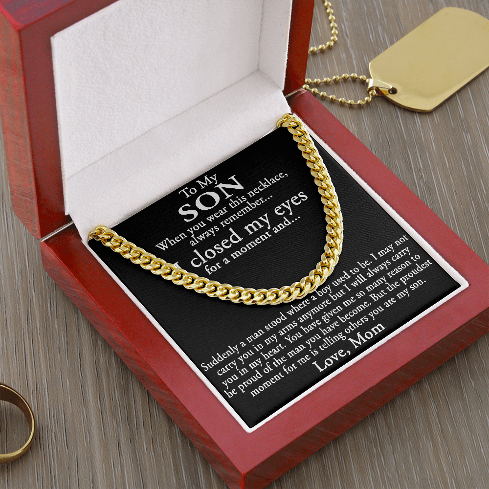 To My Son Gift from Mom Mother - Luxury Cuban Link Chain Necklace
