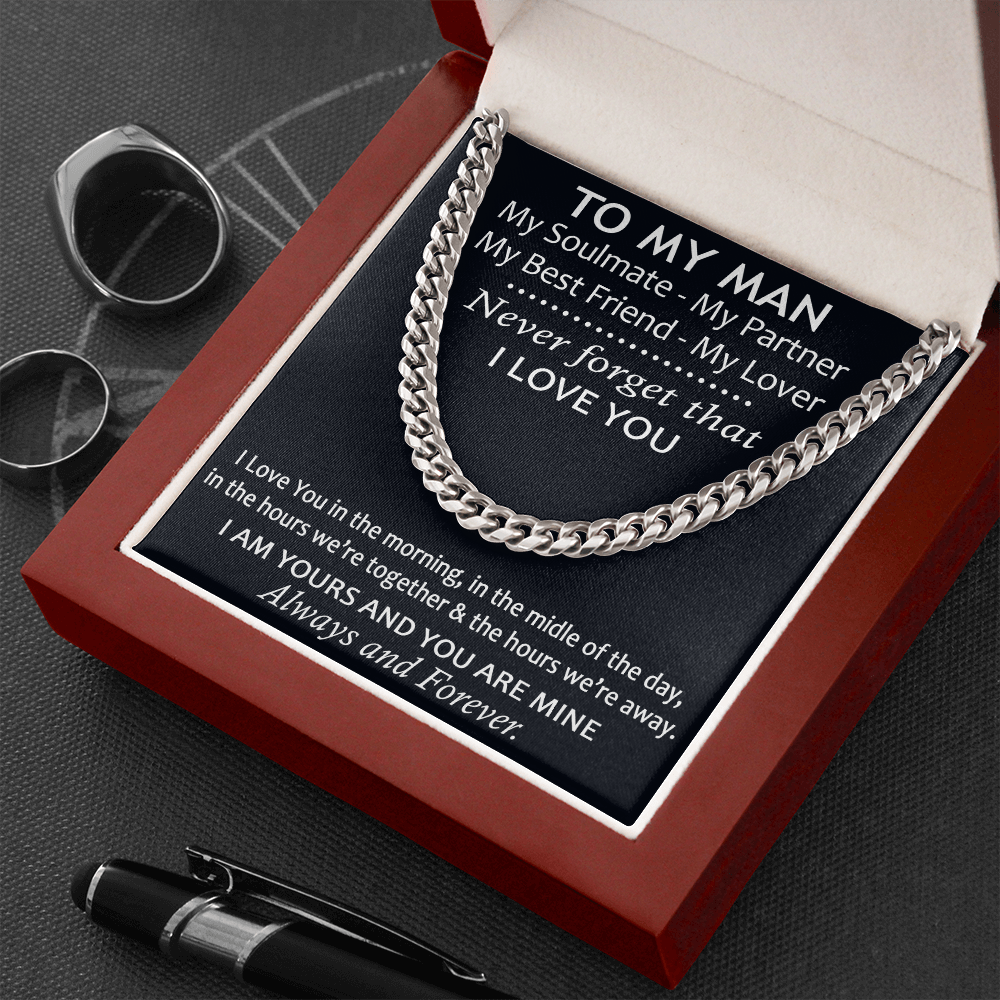 To My Man Cuban Link Chain Necklace - Valentines Day gift for Him Husband Boyfriend