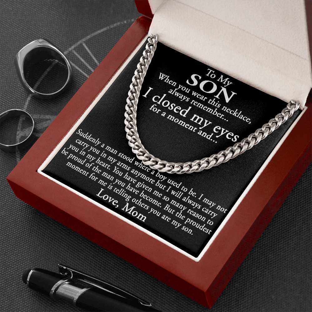 To My Son Gift from Mom Mother - Luxury Cuban Link Chain Necklace