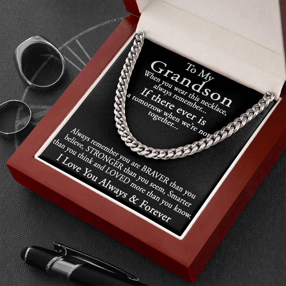 Grandson Cuban Chain Jewelry, Necklace for Grandson, Keepsake Gifts for Grandsons