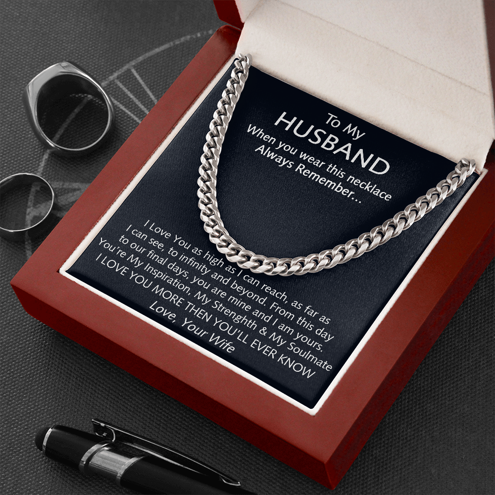 To My Husband You Are My Inspiration Cuban Link Chain Necklace - Gift For Husband From Wife