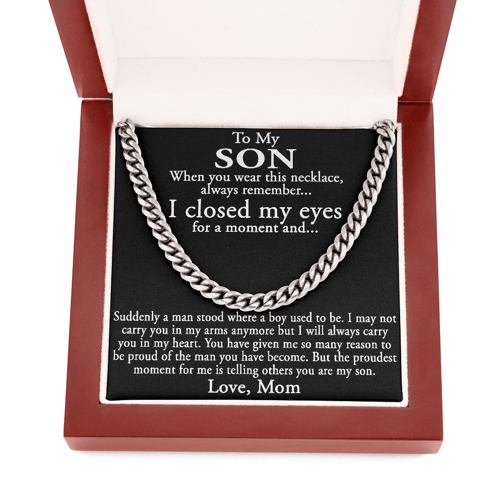 To My Son Gift from Mom Mother - Luxury Cuban Link Chain Necklace