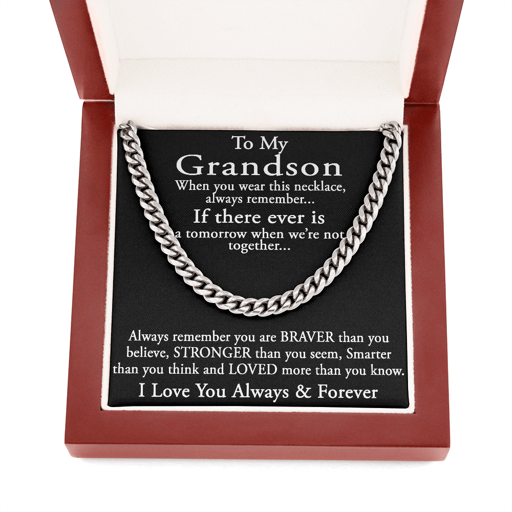 Grandson Cuban Chain Jewelry, Necklace for Grandson, Keepsake Gifts for Grandsons