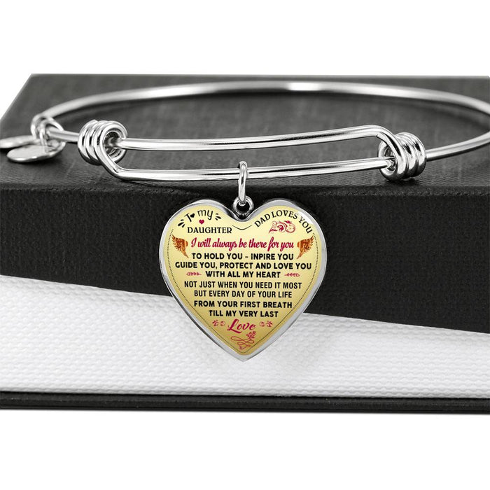Dad Daughter Gift Ideas from Daddy Father Papa - Inspirational Unique Novelty Luxury Bangle For Birthday Xmas Back to School or any Gift Occasion