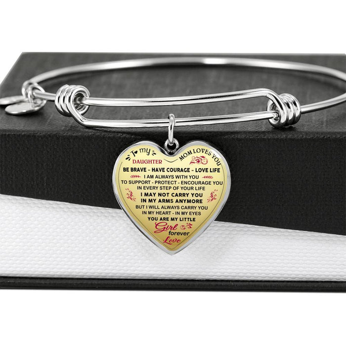 Mom Daughter Birthday Gift from Mommy Mama Mother - Inspirational Unique Novelty Luxury Bangle For Xmas Back to School or any Gift Occasion