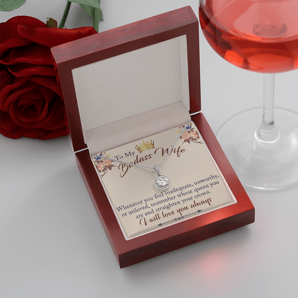 To My Badass Wife Love Gift - Eternal Hope Beauty Necklace with Inspirational Message Card for Valentin's Day, Upcoming Birthday, Wedding Anniversary...