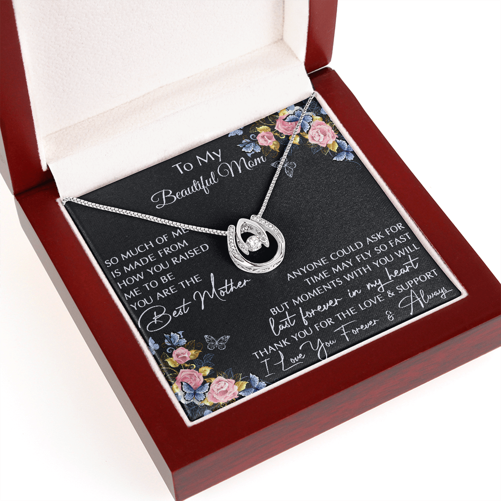 To My Beautiful Mom Gift Ideas - Beauty Lucky in Love Necklace With Inspirational Message Card for Mother's Day, Birthday, Christmas or any Special Occasion