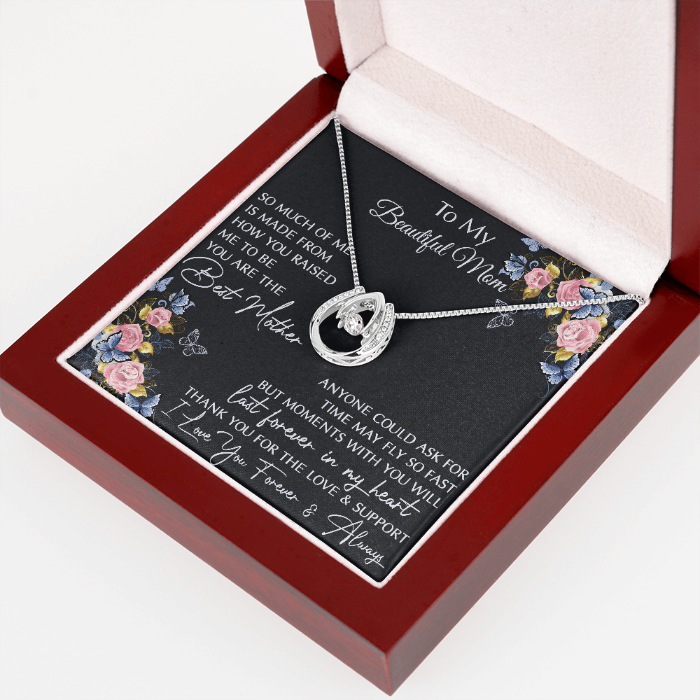 To My Beautiful Mom Gift Ideas - Beauty Lucky in Love Necklace With Inspirational Message Card for Mother's Day, Birthday, Christmas or any Special Occasion
