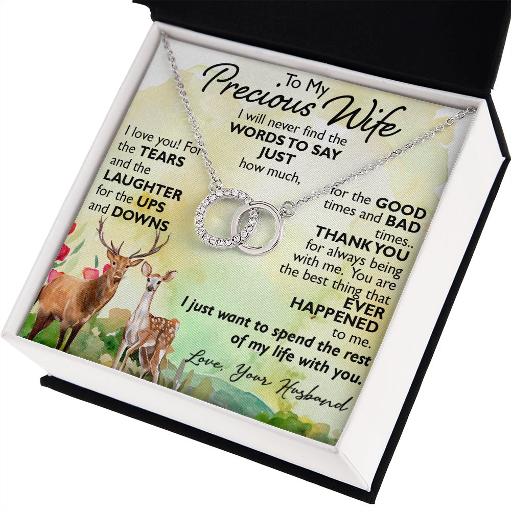 To My Precious Wife Love Gift From Husband - Perfect Pair Necklace for Birthday Valentine Mother's Day or any Special Occasion