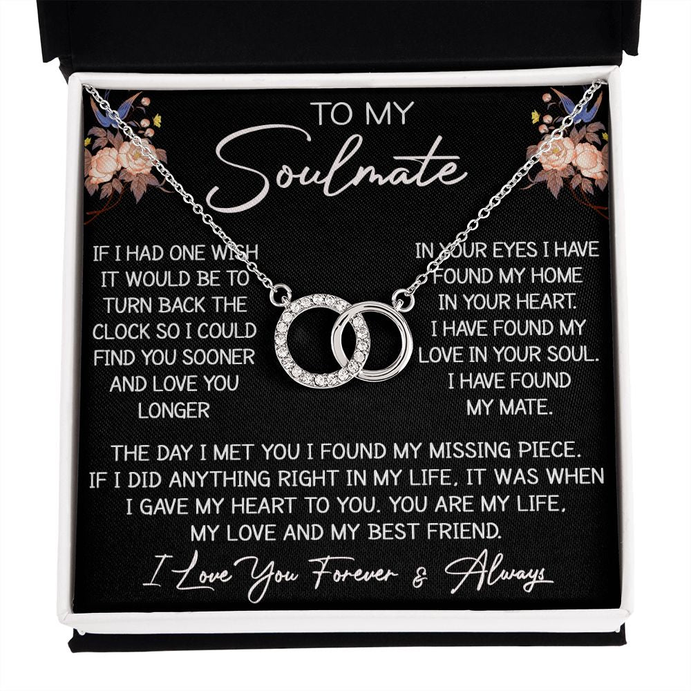 To My Soulmate Perfect Pair Necklace Gift for Birthday, Christmas, Wedding or any Holiday Occasion