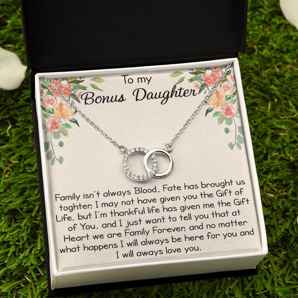 To My Bonus Daughter - Family Isn't Always Blood Fate Has Brought Us Together - Perfect Pair Necklace For Birthday Wedding Christmas or Any Special Occasion Holiday.