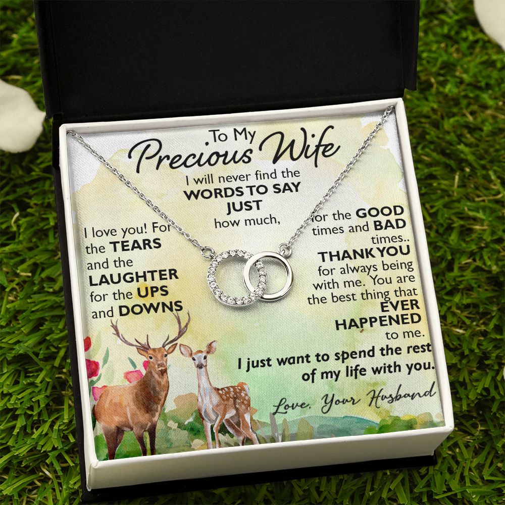 To My Precious Wife Love Gift From Husband - Perfect Pair Necklace for Birthday Valentine Mother's Day or any Special Occasion