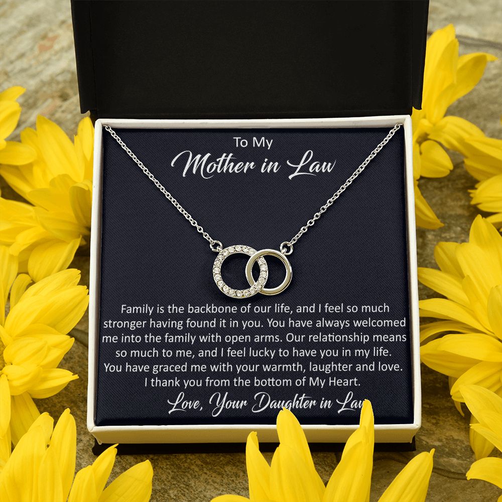 Best Gift for Mother in law - Perfect Pair Necklace from Daughter in Law for Wedding Day, Birthday, Christmas or Any Special Occasion