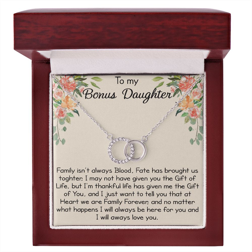 To My Bonus Daughter - Family Isn't Always Blood Fate Has Brought Us Together - Perfect Pair Necklace For Birthday Wedding Christmas or Any Special Occasion Holiday.