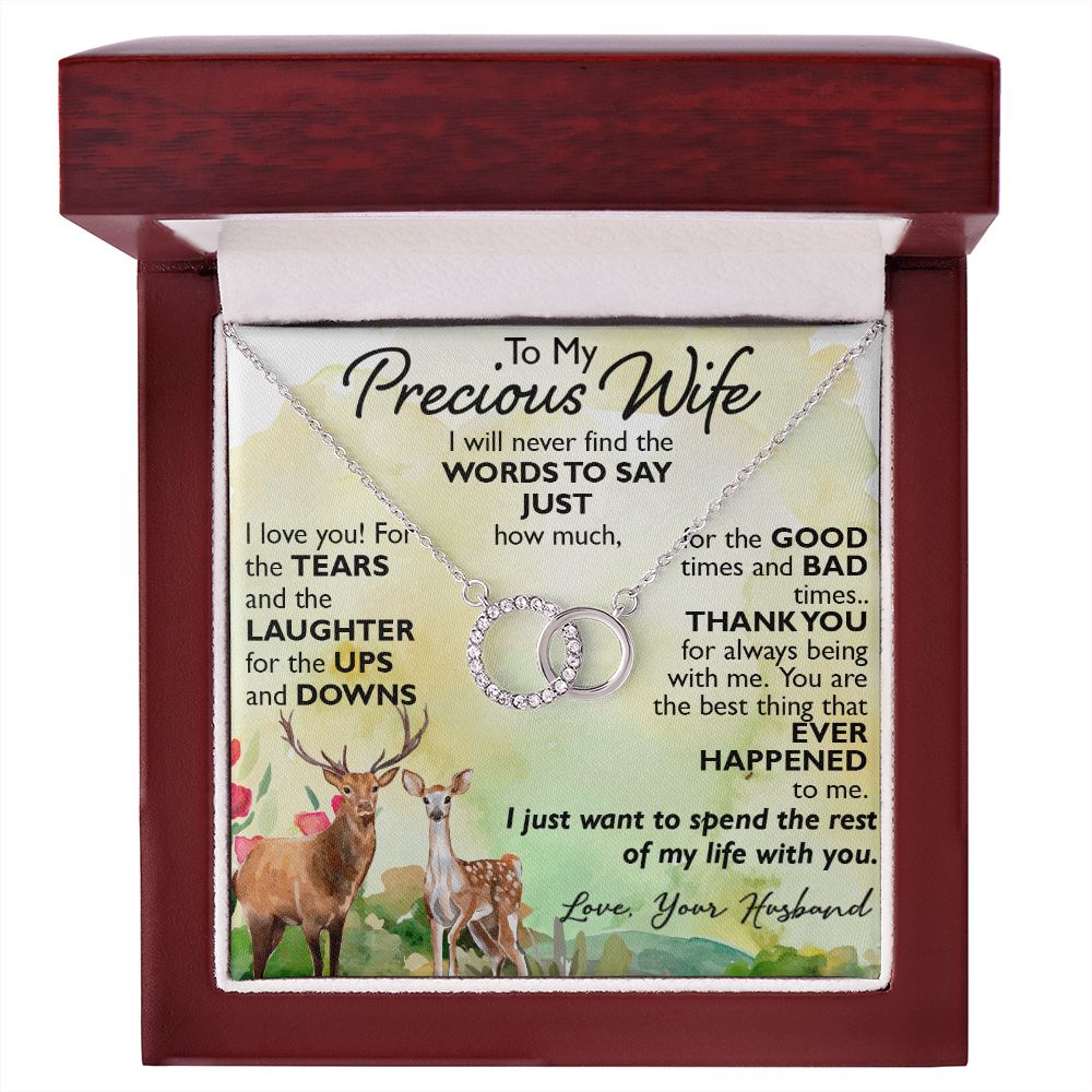 To My Precious Wife Love Gift From Husband - Perfect Pair Necklace for Birthday Valentine Mother's Day or any Special Occasion