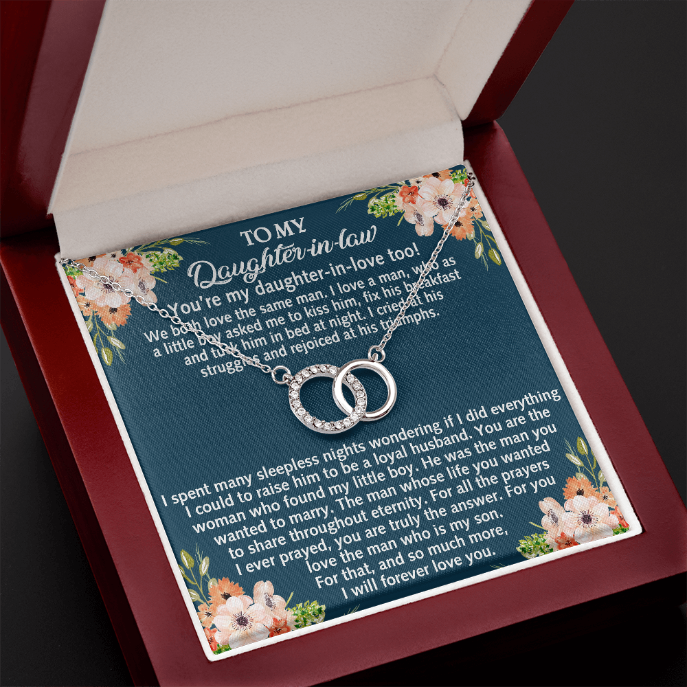 To My Daughter In Law Gift from Mother in Law - Perfect Pair Necklace for Bonus Daughter