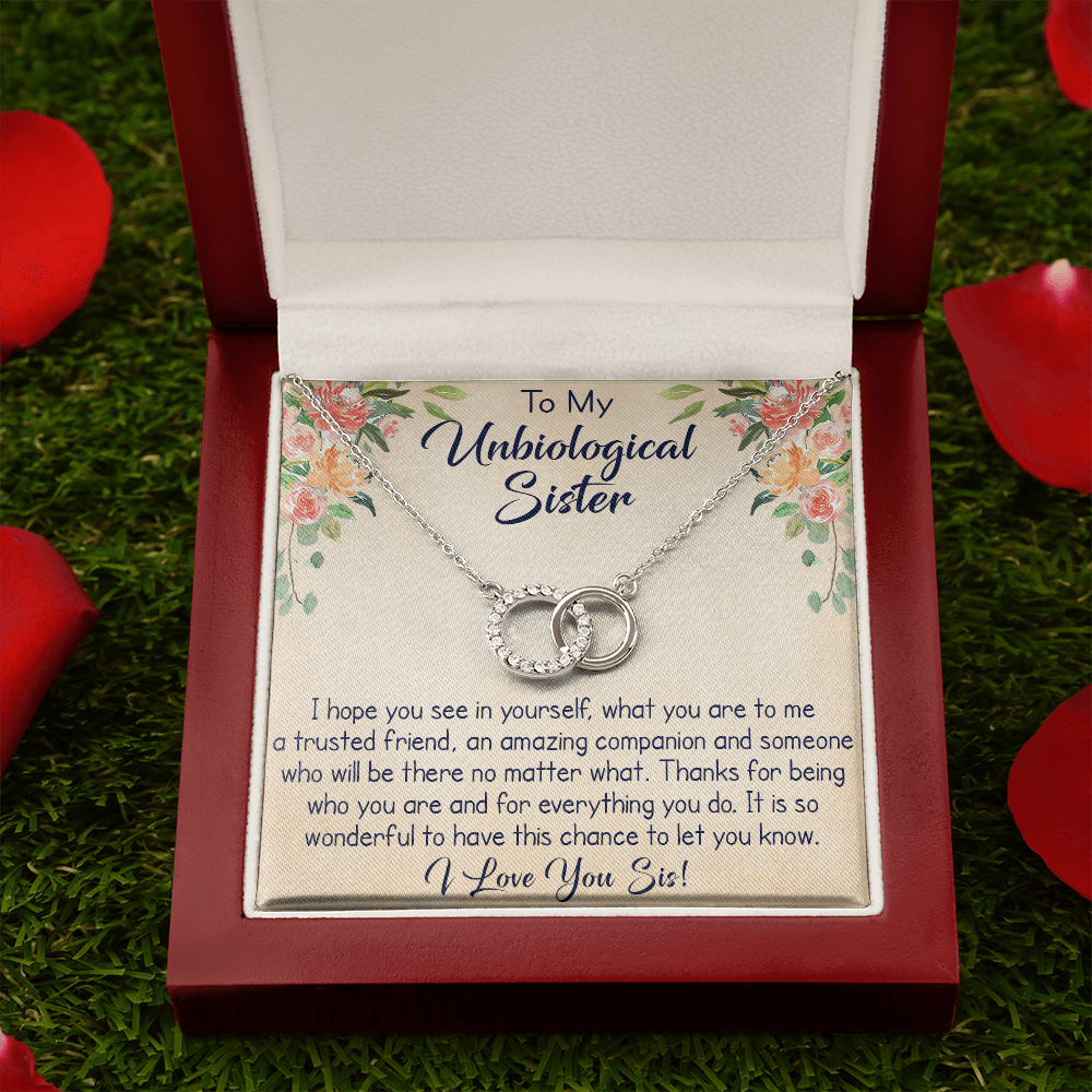To My Unbiological Sister Love Gift - Perfect Pair Double Circle Necklace For Upcoming Birthday, Christmas, Family Matching, Special Occasion