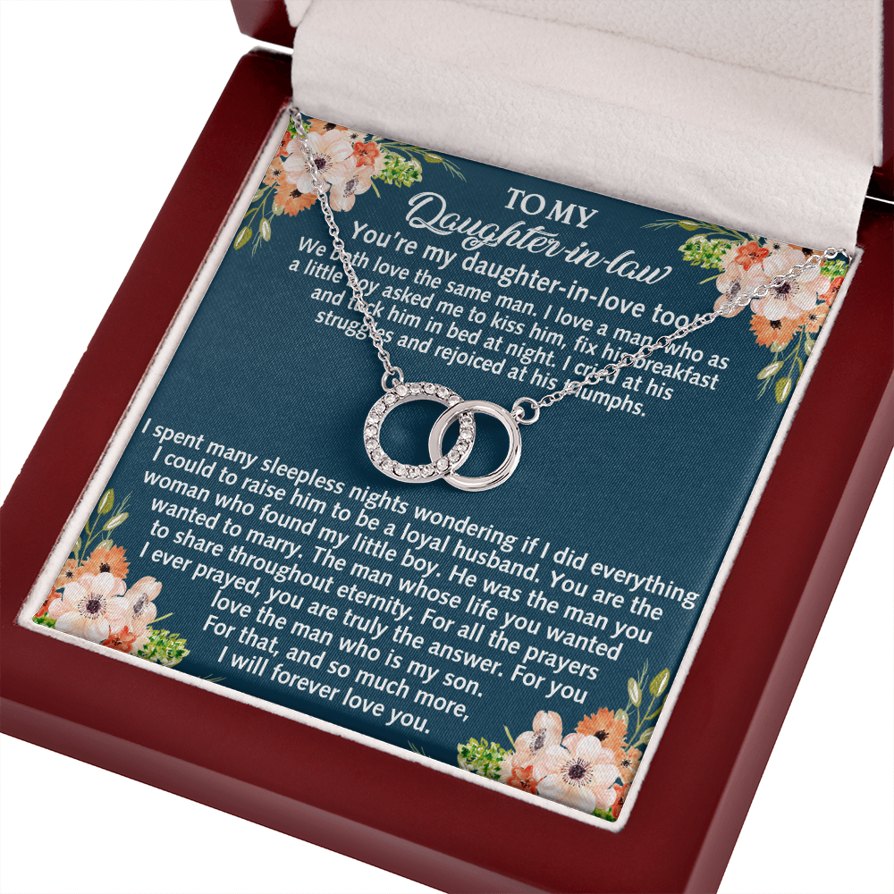To My Daughter In Law Gift from Mother in Law - Perfect Pair Necklace for Bonus Daughter