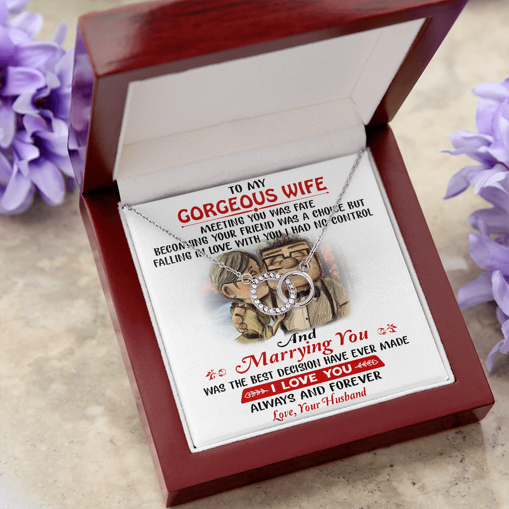 To My Gorgeous Wife Gift From Husband - Meeting You Was Fate Romantic Jewelry for Birthday, Christmas, Mother Day, Valentine, or Any Special Occasion