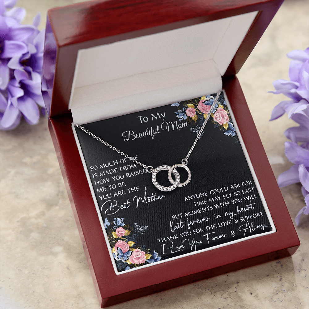 To My Beautiful Mom Love Gift - Luxury Joined Circles Necklace For Mother Day, Parent Day, Upcoming Birthday, Christmas or any Special Occasion.
