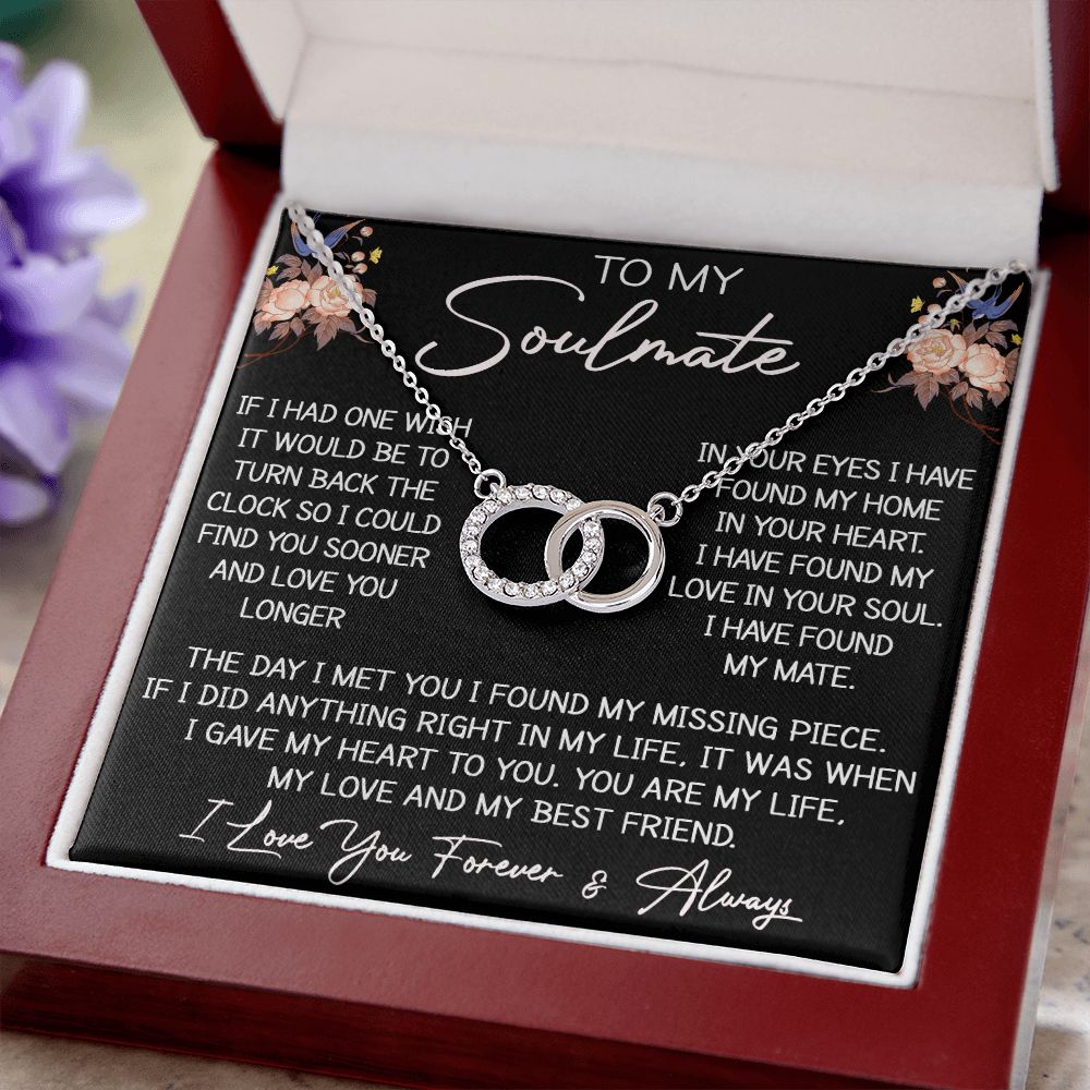 To My Soulmate Perfect Pair Necklace Gift for Birthday, Christmas, Wedding or any Holiday Occasion