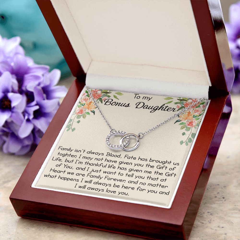 To My Bonus Daughter - Family Isn't Always Blood Fate Has Brought Us Together - Perfect Pair Necklace For Birthday Wedding Christmas or Any Special Occasion Holiday.