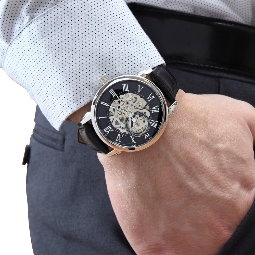 To My Husband Gift - Men's Openwork Watch for Father Day, Birthday or Special Occasion