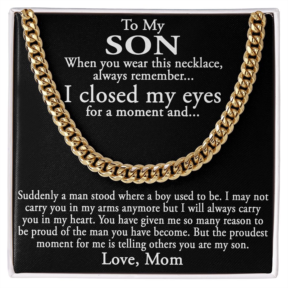 To My Son Gift from Mom Mother Luxury Cuban Link Chain Necklace