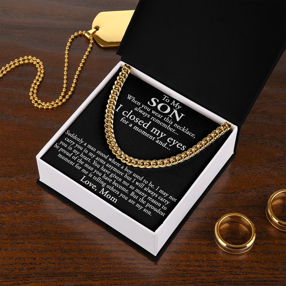 To My Son Gift from Mom Mother Luxury Cuban Link Chain Necklace