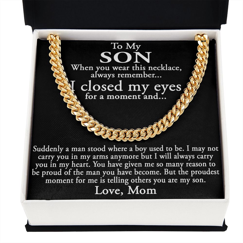 To My Son Gift from Mom Mother Luxury Cuban Link Chain Necklace