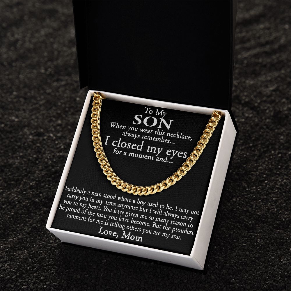 To My Son Gift from Mom Mother Luxury Cuban Link Chain Necklace