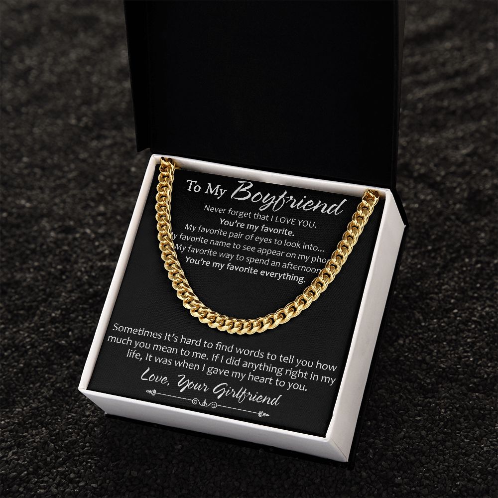 To My Boyfriend Engagement Gift from Girlfriend Lover - Luxury Cuban Link Chain for Birthday Christmas or Any Special Holiday Occasion