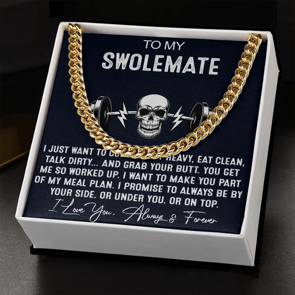 To My Swolemate Cuban Necklace Workout Partner Gift Weightlifting Boyfriend, Husband - Fitness Gift
