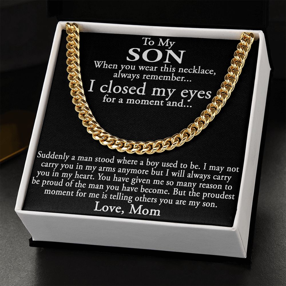 To My Son Gift from Mom Mother Luxury Cuban Link Chain Necklace