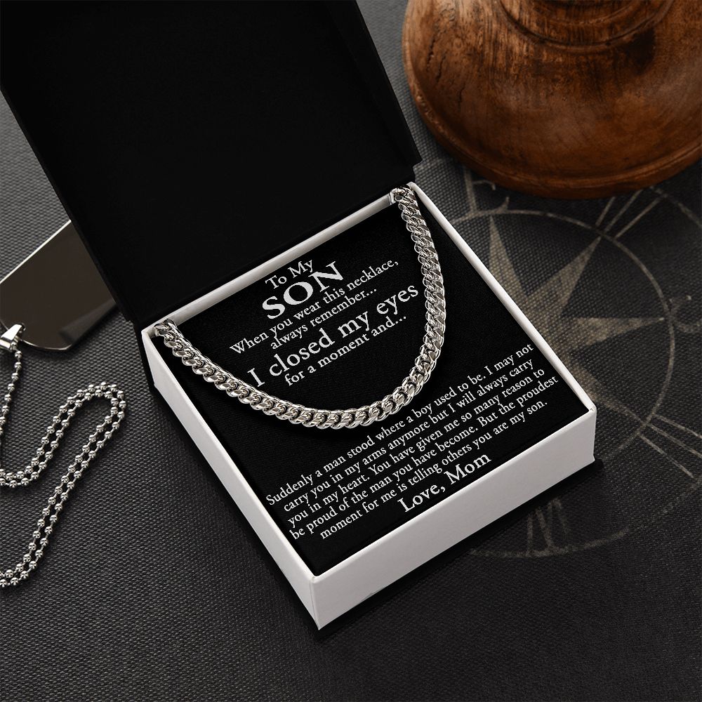 To My Son Gift from Mom Mother Luxury Cuban Link Chain Necklace