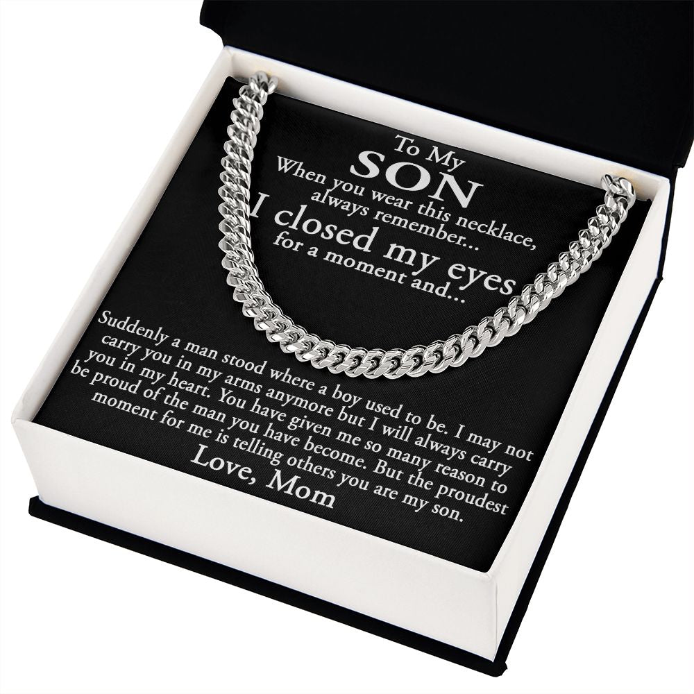 To My Son Gift from Mom Mother Luxury Cuban Link Chain Necklace