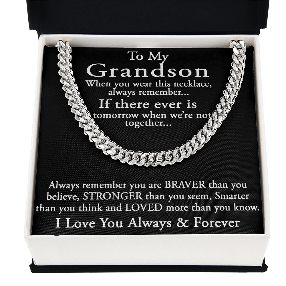 To My Grandson Cuban Chain Jewelry, Necklace for Grandson, Keepsake Gifts for Grandsons from Grandpa Grandma