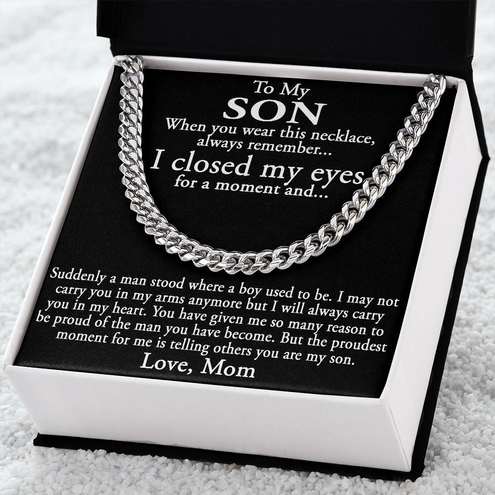 To My Son Gift from Mom Mother Luxury Cuban Link Chain Necklace