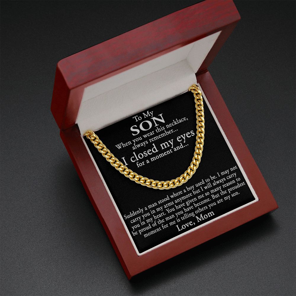 To My Son Gift from Mom Mother Luxury Cuban Link Chain Necklace